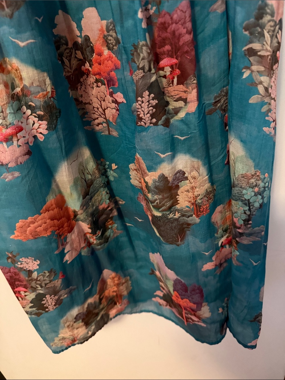 Anthro Anthropologie Teal Floral Smocked Maxi Dress Puff Sleeve Buttons 3X Plus - Picture 12 of 14